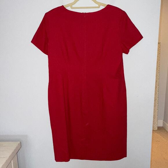 Chadwicks Womens Vtg Sheath Dress Size 14 Petite Red Linen Blend Short Sleeve - Picture 8 of 8